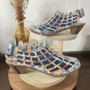 Rieker Women's Leather Sina Woven Slingback Sandals  Size 37 US 6